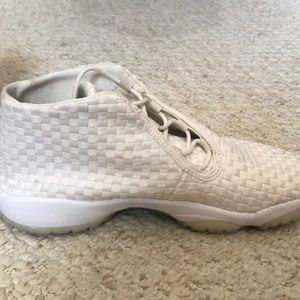 Size 6 White Jordan’s. Worn 3 times.